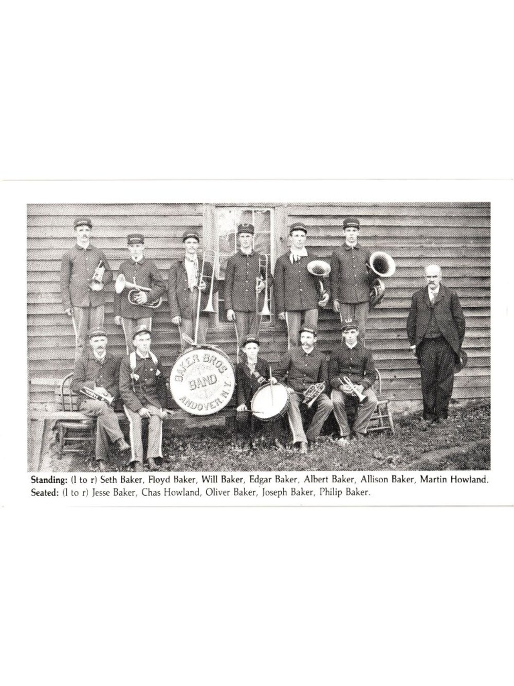 Baker Bros. Band Andover NY 1986 Limited Edition Postcard Historical Print